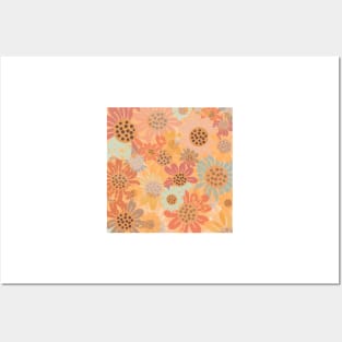 Pastel Multicolor Sunflower Pattern Posters and Art